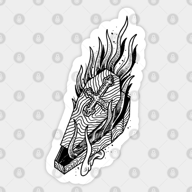 Flaming Coffin Sticker by btcillustration